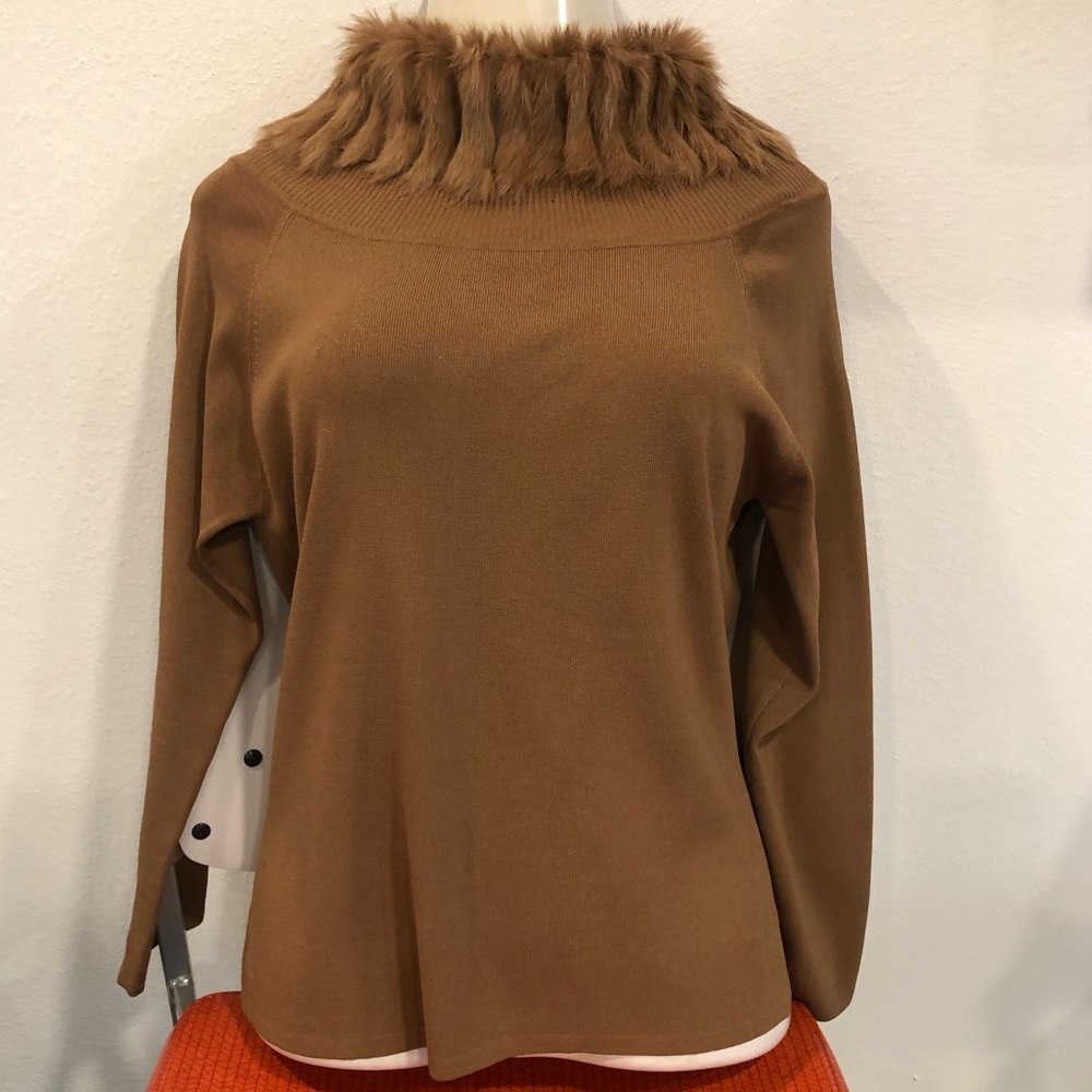 Victoria Harbour Womans Long Sleeve blouse Brown Large